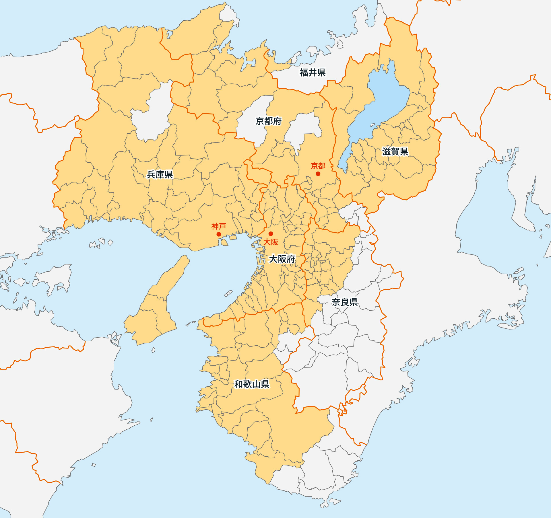 サービス提供エリアのマップです